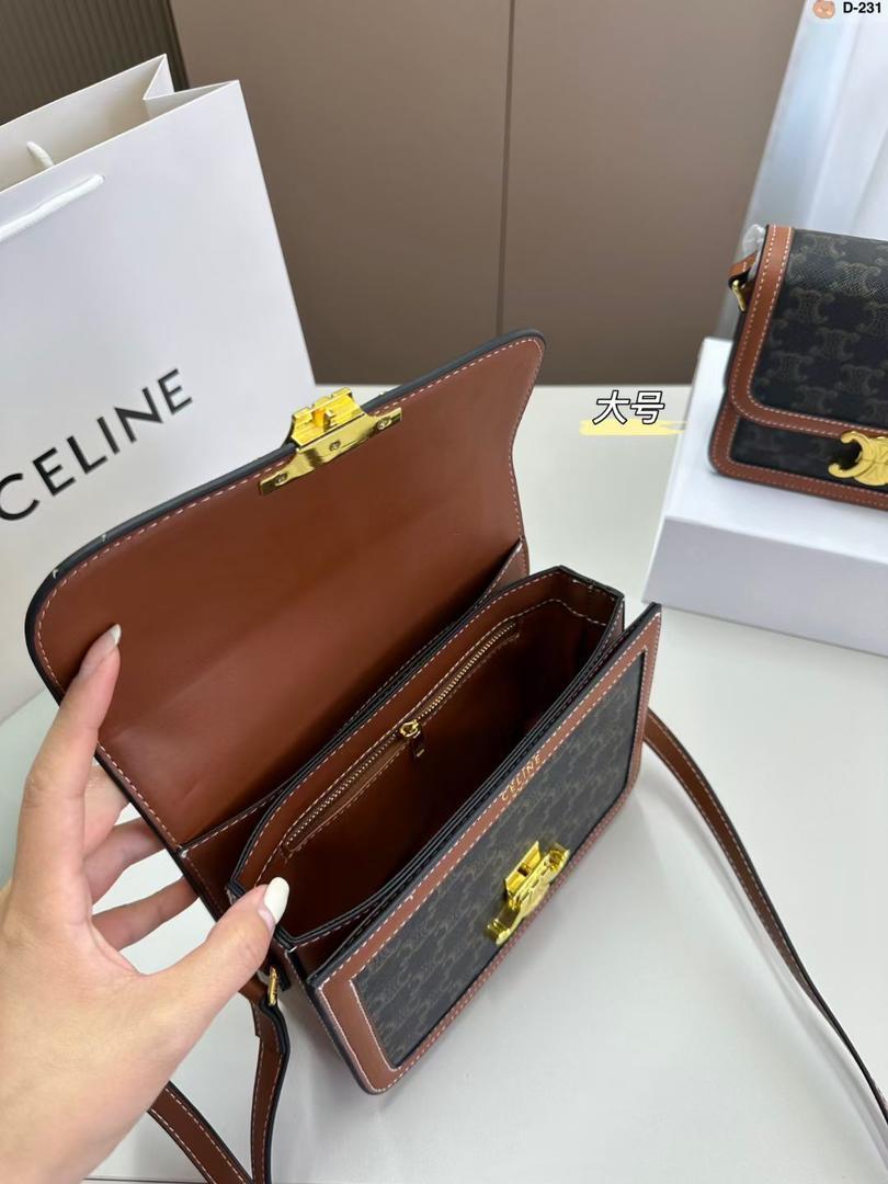 CE CLASSIQUE TRIOMPHE BAG IN TRIOMPHE CANVAS AND CALFSKIN TAN 22CM 191242BZ404LU