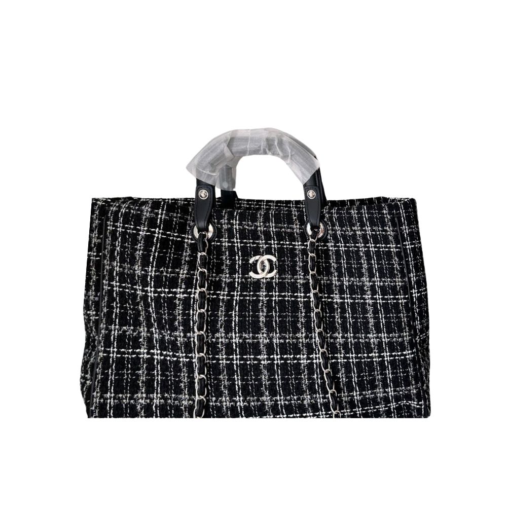 CC DEAUVILLE LARGE TOTE SHOPPING BAG BLACK 38CM