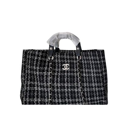 CC DEAUVILLE LARGE TOTE SHOPPING BAG BLACK 38CM