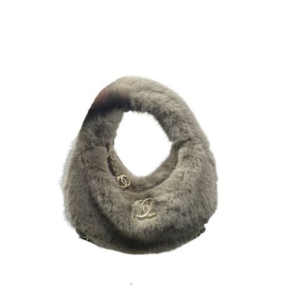 CC FUR HOBO BAG GREY 21CM