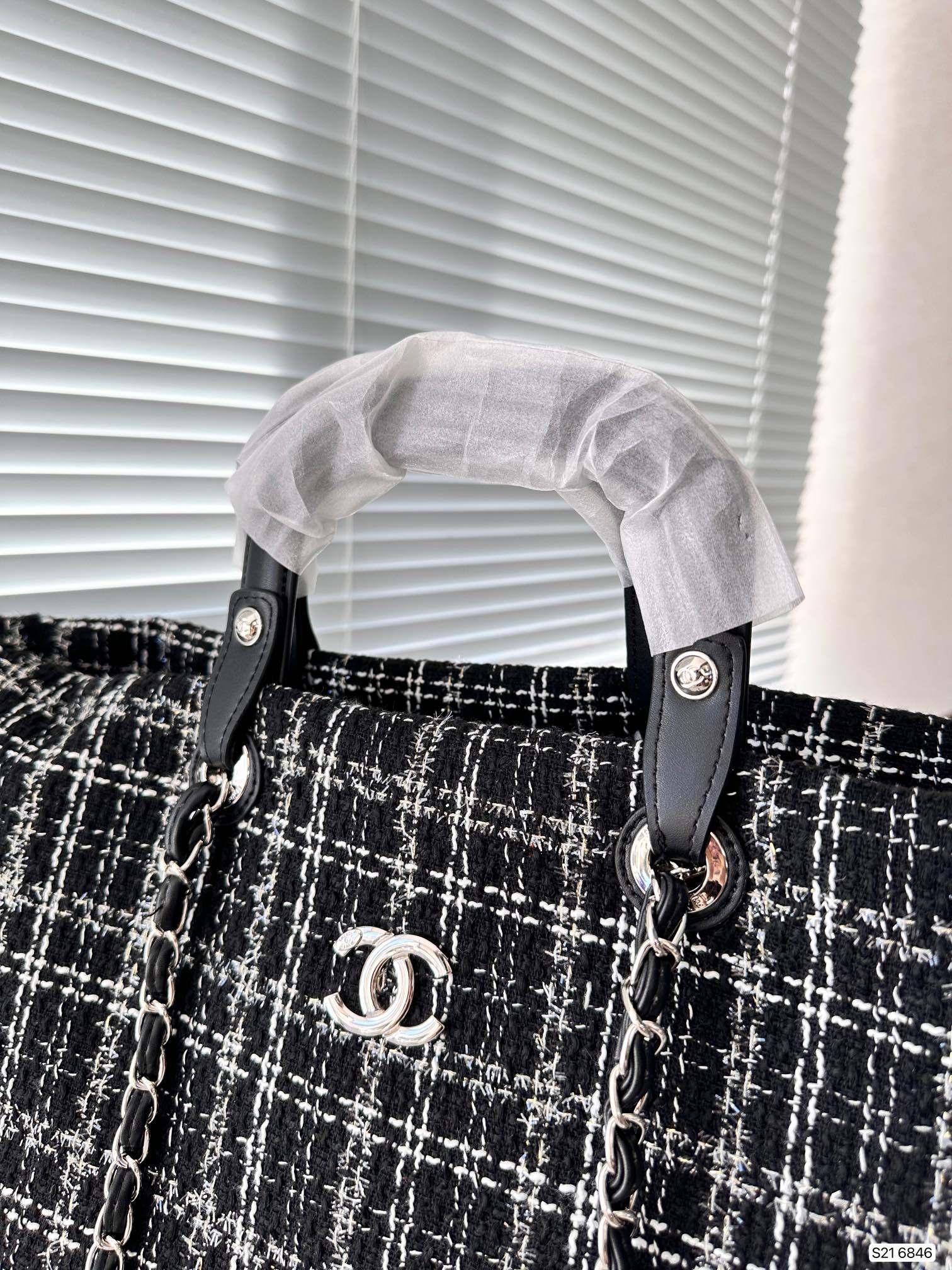 CC DEAUVILLE LARGE TOTE SHOPPING BAG BLACK 38CM