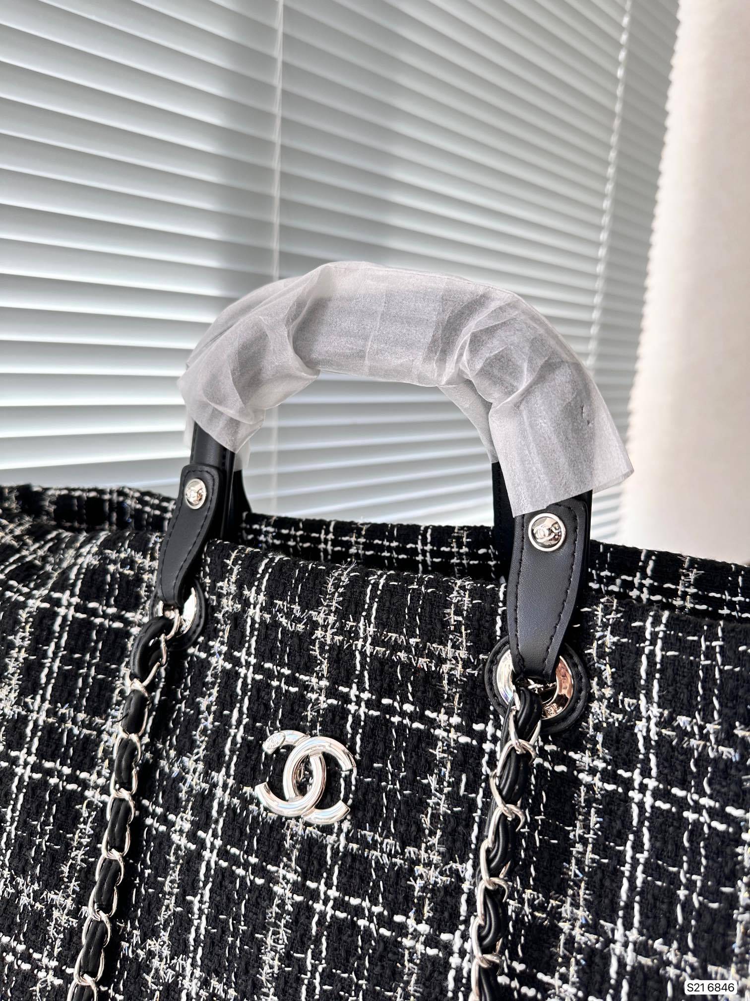 CC DEAUVILLE LARGE TOTE SHOPPING BAG BLACK 38CM