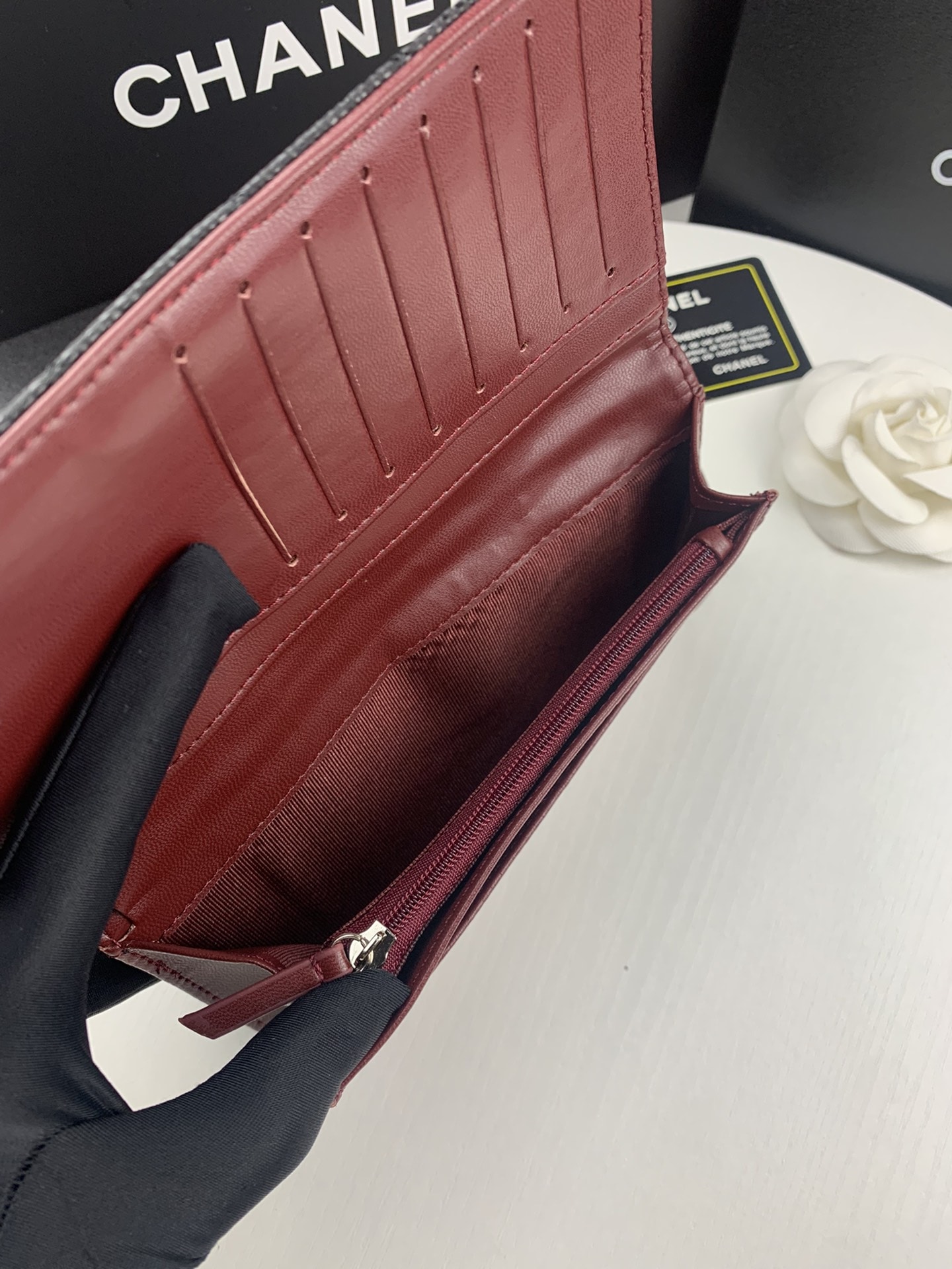 CHL BLACK CAVIAR LEATHER CLASSIC LONG FLAP WALLET 19.5CM