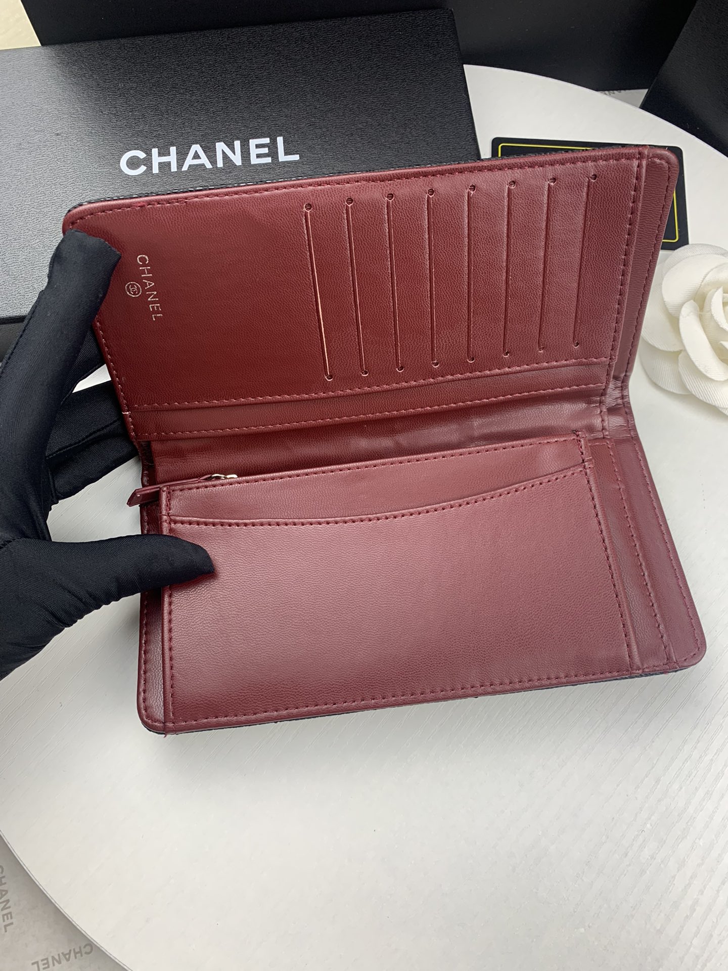 CHL BLACK CAVIAR LEATHER CLASSIC LONG FLAP WALLET 19.5CM