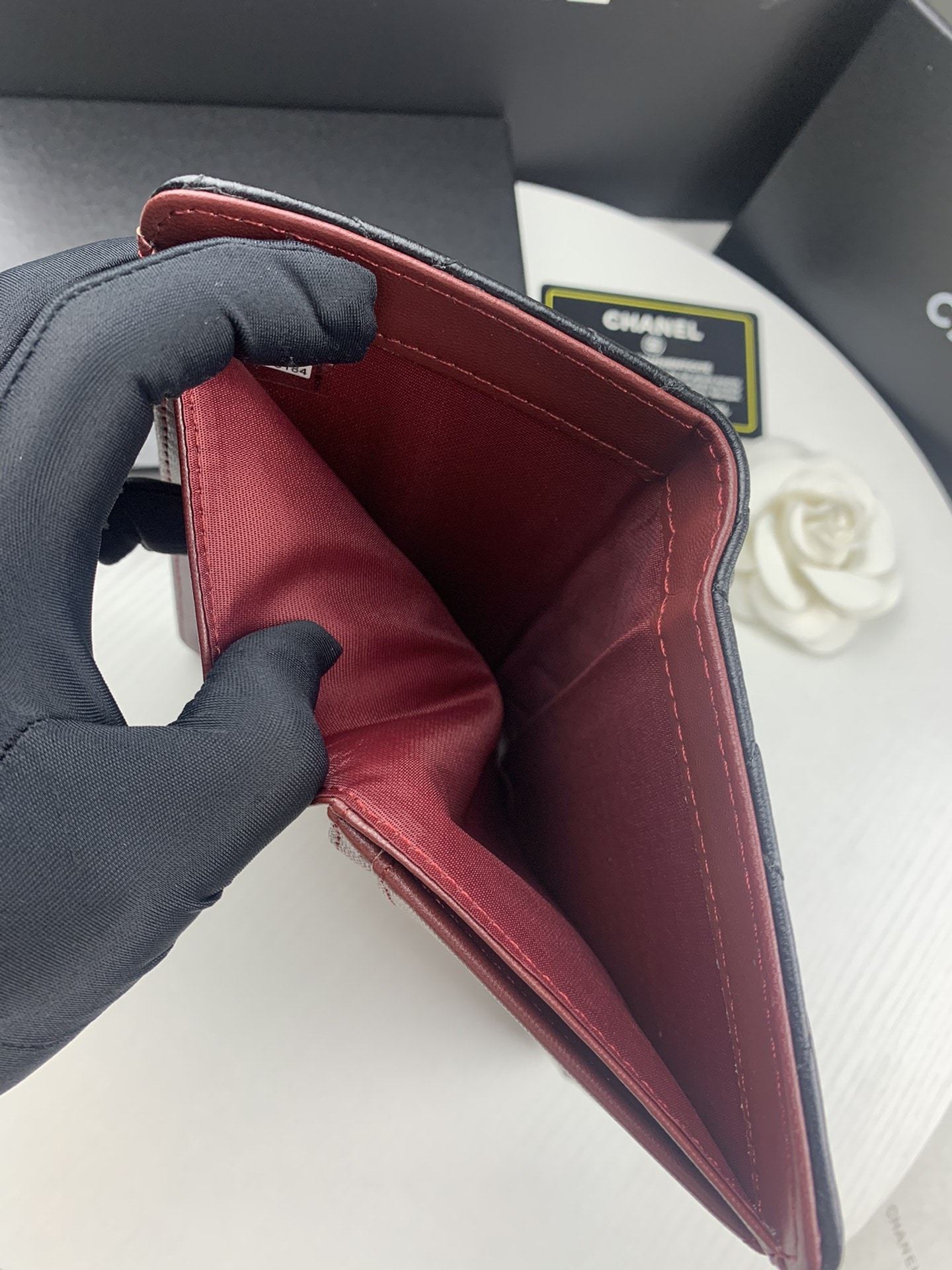 CHL BLACK QUILTED LAMBSKIN CLASSIC LONG FLAP WITH SILVER HARDWARE WALLET 19.5CM