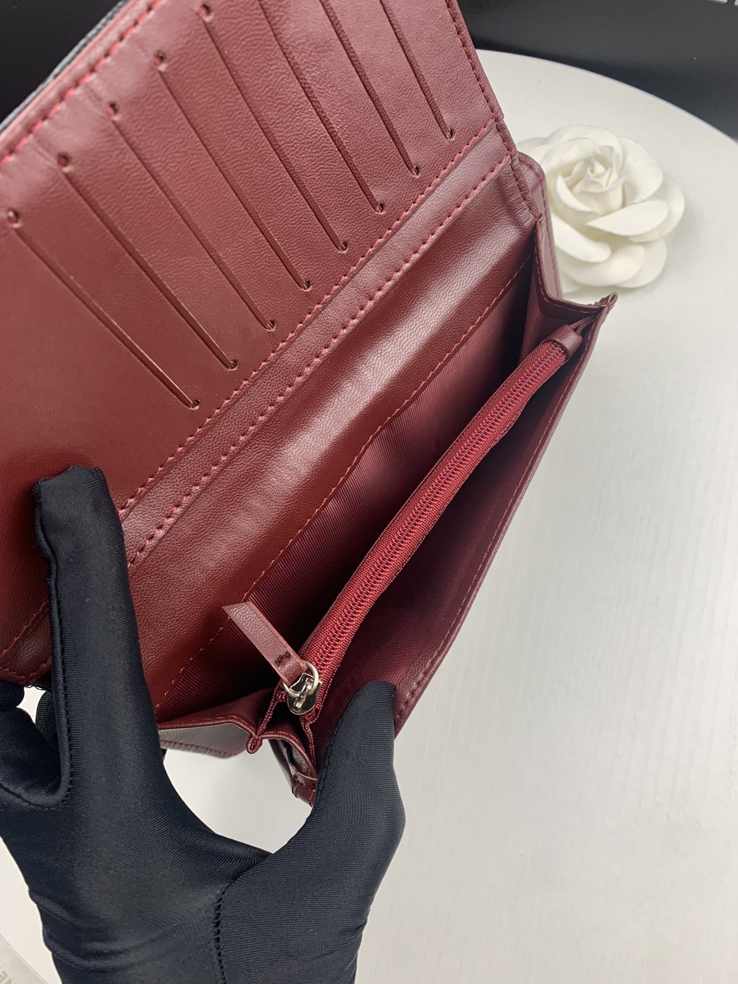 CHL BLACK QUILTED LAMBSKIN CLASSIC LONG FLAP WITH SILVER HARDWARE WALLET 19.5CM