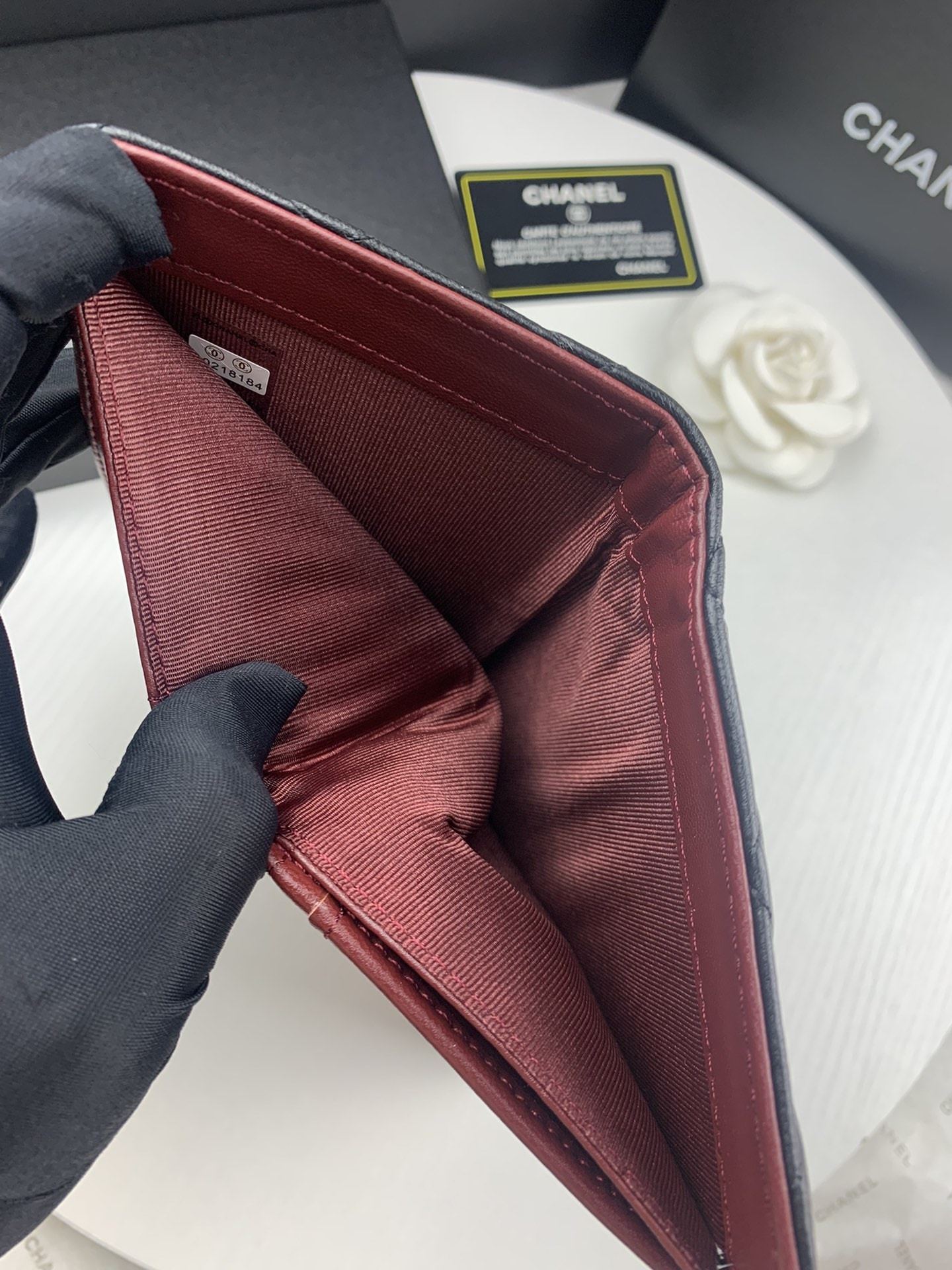 CHL BLACK QUILTED LAMBSKIN CLASSIC LONG FLAP WALLET 19.5CM