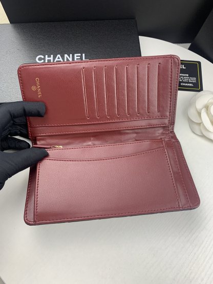CHL BLACK QUILTED LAMBSKIN CLASSIC LONG FLAP WALLET 19.5CM