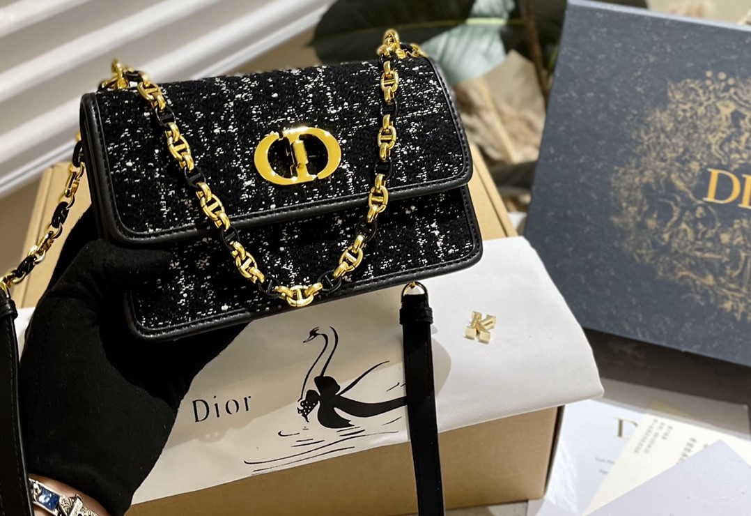 DOR MISS CARO MINI BAGBLACK CANNAGE TWEED EMBROIDERY BLACK 19CM S5169UMFY M911