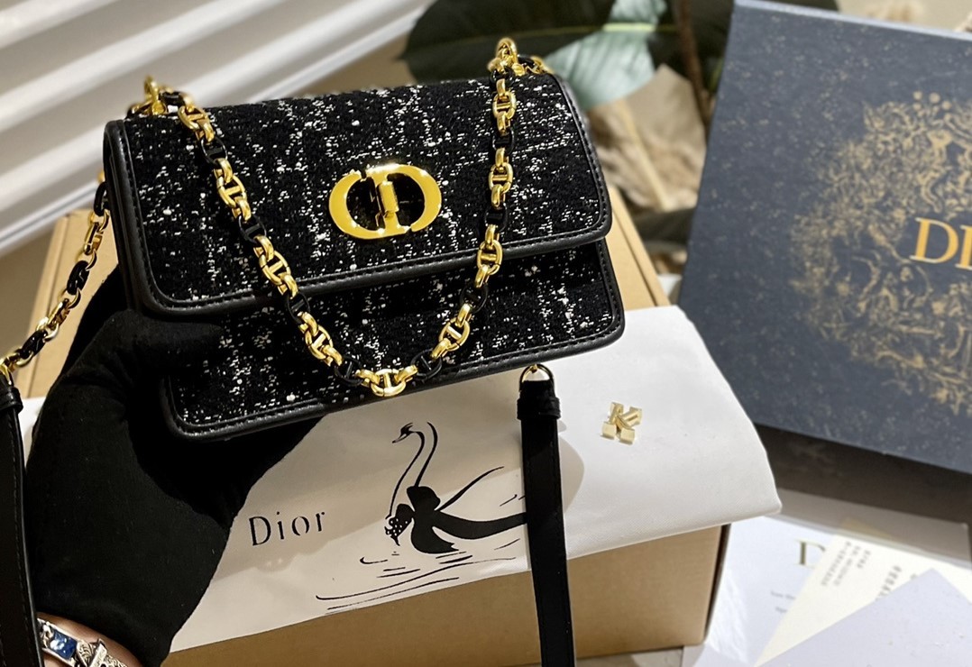 DOR MISS CARO MINI BAGBLACK CANNAGE TWEED EMBROIDERY BLACK 19CM S5169UMFY M911