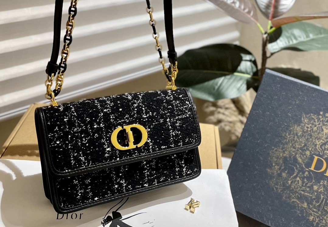 DOR MISS CARO MINI BAGBLACK CANNAGE TWEED EMBROIDERY BLACK 19CM S5169UMFY M911