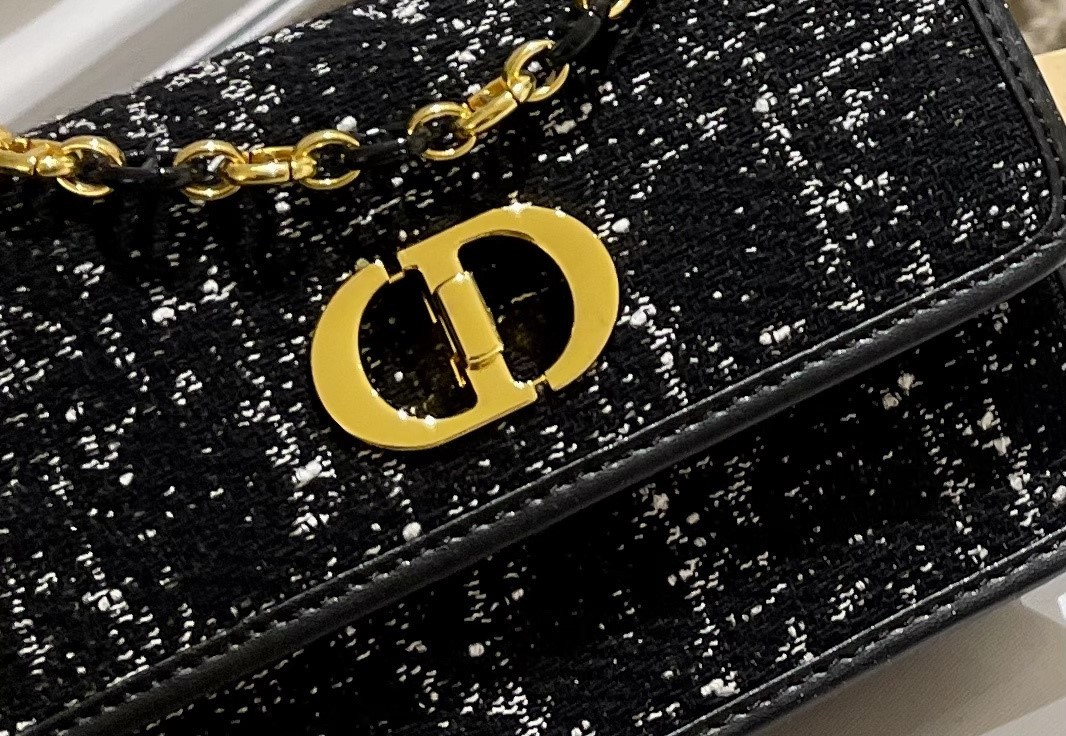 DOR MISS CARO MINI BAGBLACK CANNAGE TWEED EMBROIDERY BLACK 19CM S5169UMFY M911