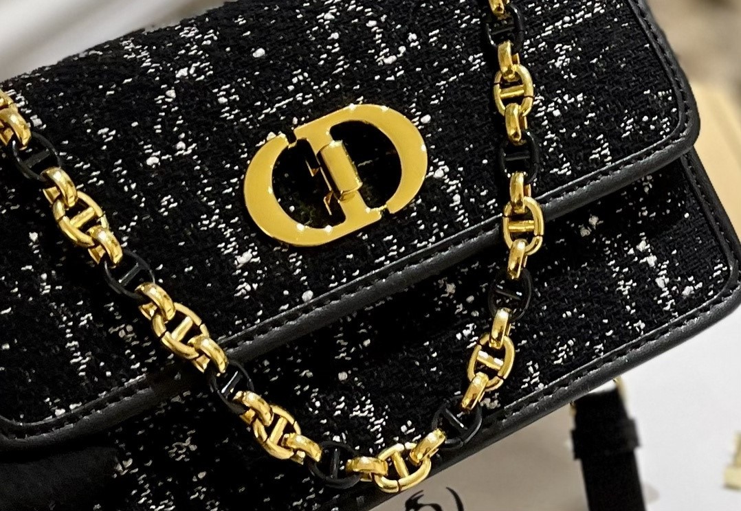 DOR MISS CARO MINI BAGBLACK CANNAGE TWEED EMBROIDERY BLACK 19CM S5169UMFY M911