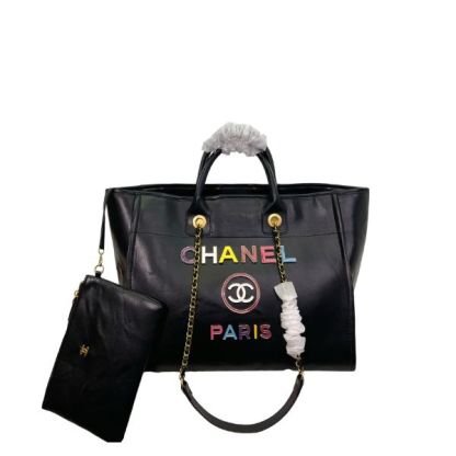 CC DEAUVILLE SHOPPING BAG LARGE 22S BLACK 38CM  A66941 B08030 94305