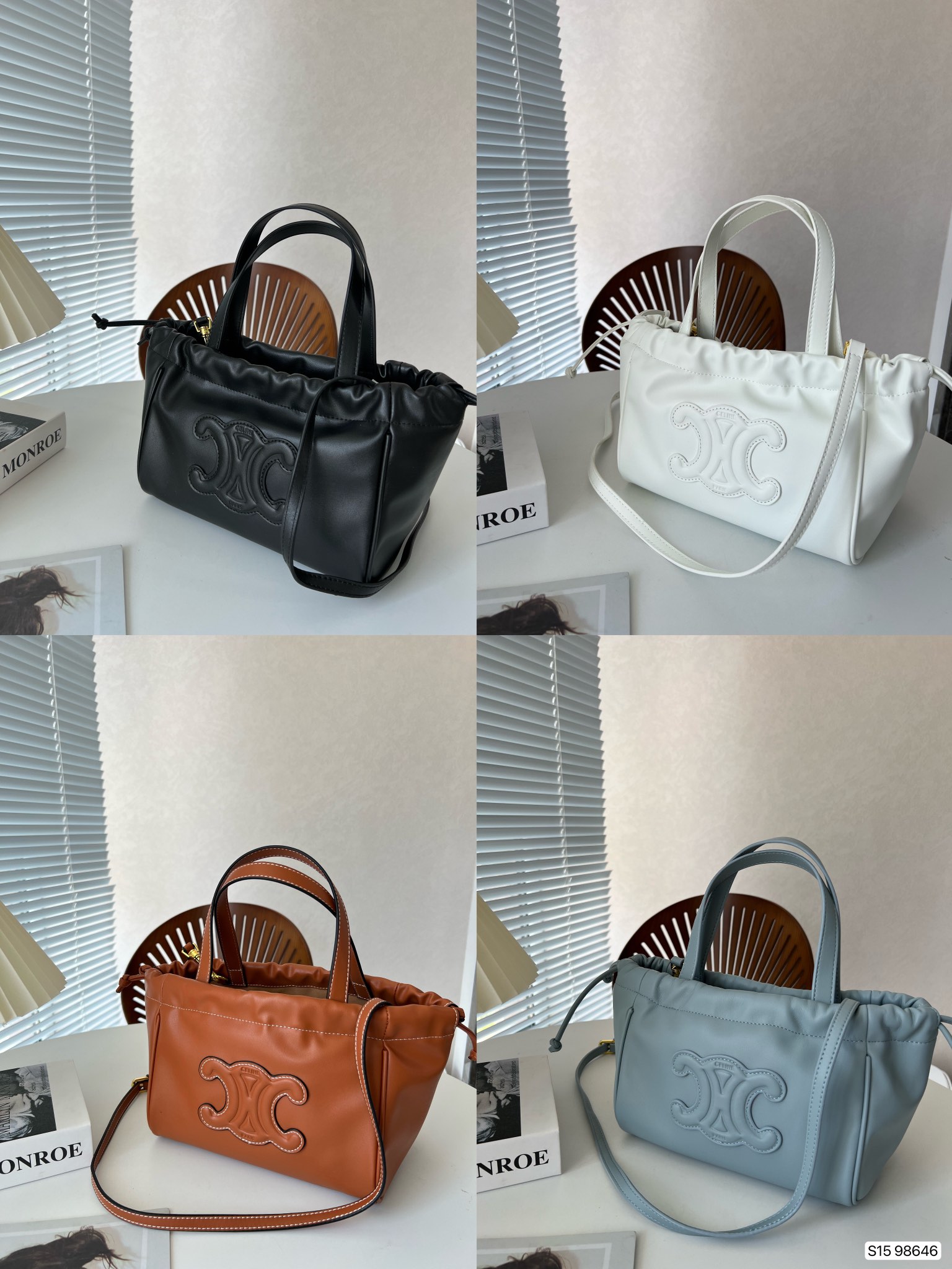 CE SMALL CABAS DRAWSTRING CUIR TRIOMPHE IN SMOOTH CALFSKIN BROWN 24CM 111013DU304LU