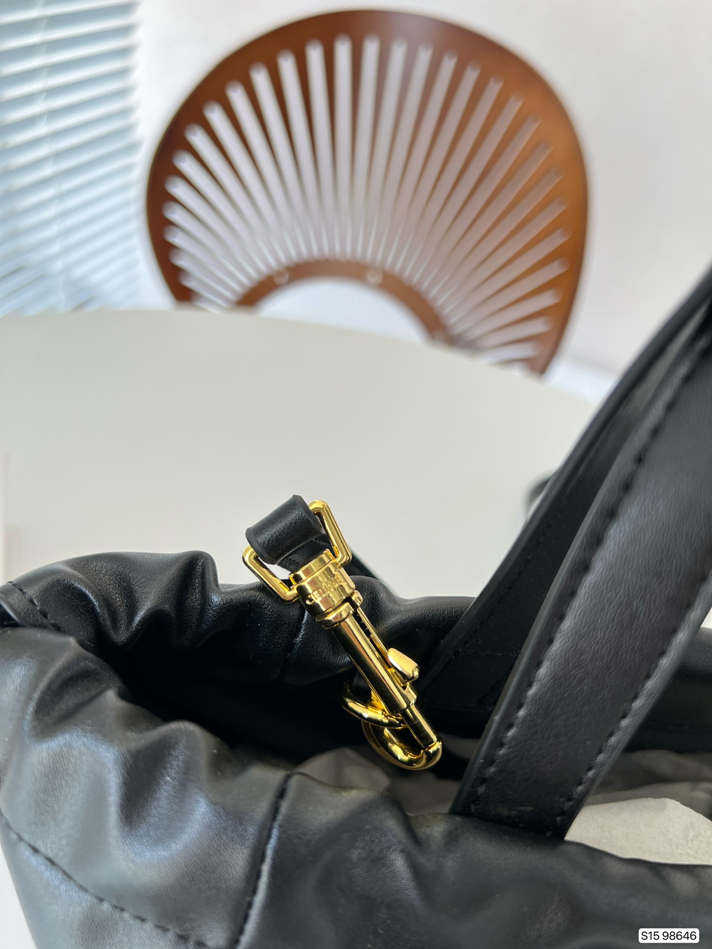 CE SMALL CABAS DRAWSTRING CUIR TRIOMPHE IN SMOOTH CALFSKIN BLACK 24CM 111013DU338NO