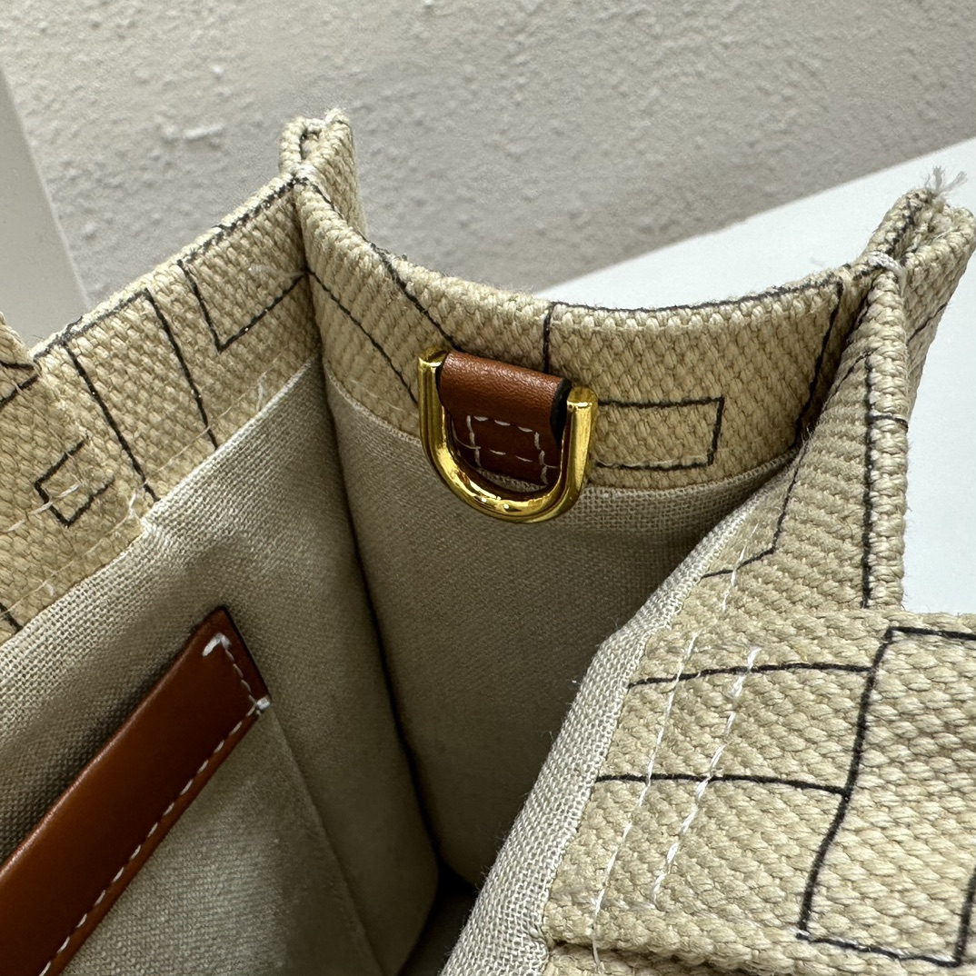 CE SMALL CABAS THAIS IN TEXTILE WITH ALL-OVER PRINT NATURAL TAN 25CM