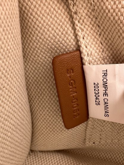 CE SMALL CABAS THAIS IN STRIPED TEXTILE AND CALFSKIN XHITE/BLUE 25CM 199162EYI01BB