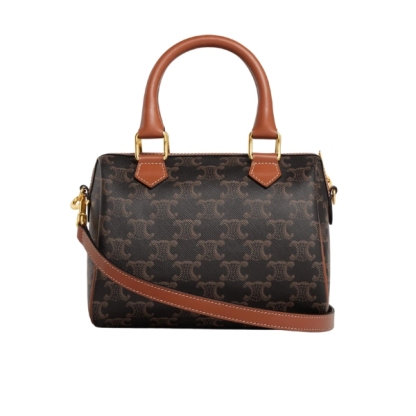 CE SMALL BOSTON IN TRIOMPHE CANVAS AND CALFSKIN TAN 19CM 113772CAS04LU