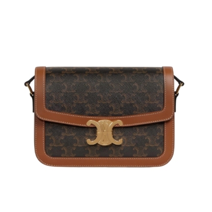 CE CLASSIQUE TRIOMPHE BAG IN TRIOMPHE CANVAS AND CALFSKIN TAN 22CM 191242BZ404LU