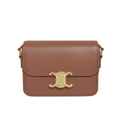 CE TEEN TRIOMPHE BAG IN SHINY CALFSKIN BROWN 18CM