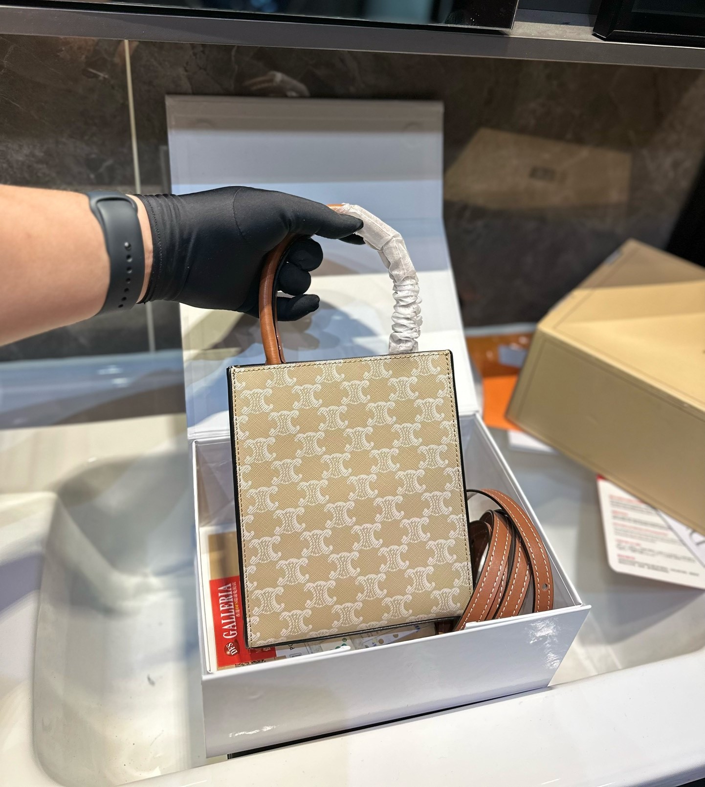 CE MINI VERTICAL CABAS IN TRIOMPHE CANVAS AND CALFSKIN GREGE 19CM 194372FLB 02GR