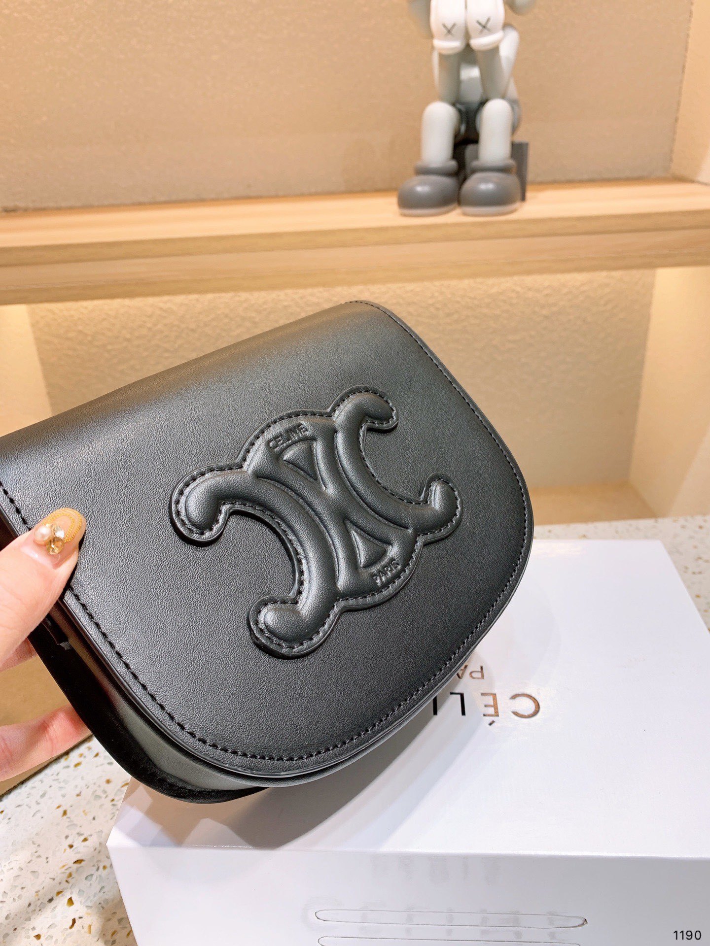 CE FOLCO CUIR TRIOMPHE IN SMOOTH CALFSKIN BLACK 18CM 198263DU3 38NO