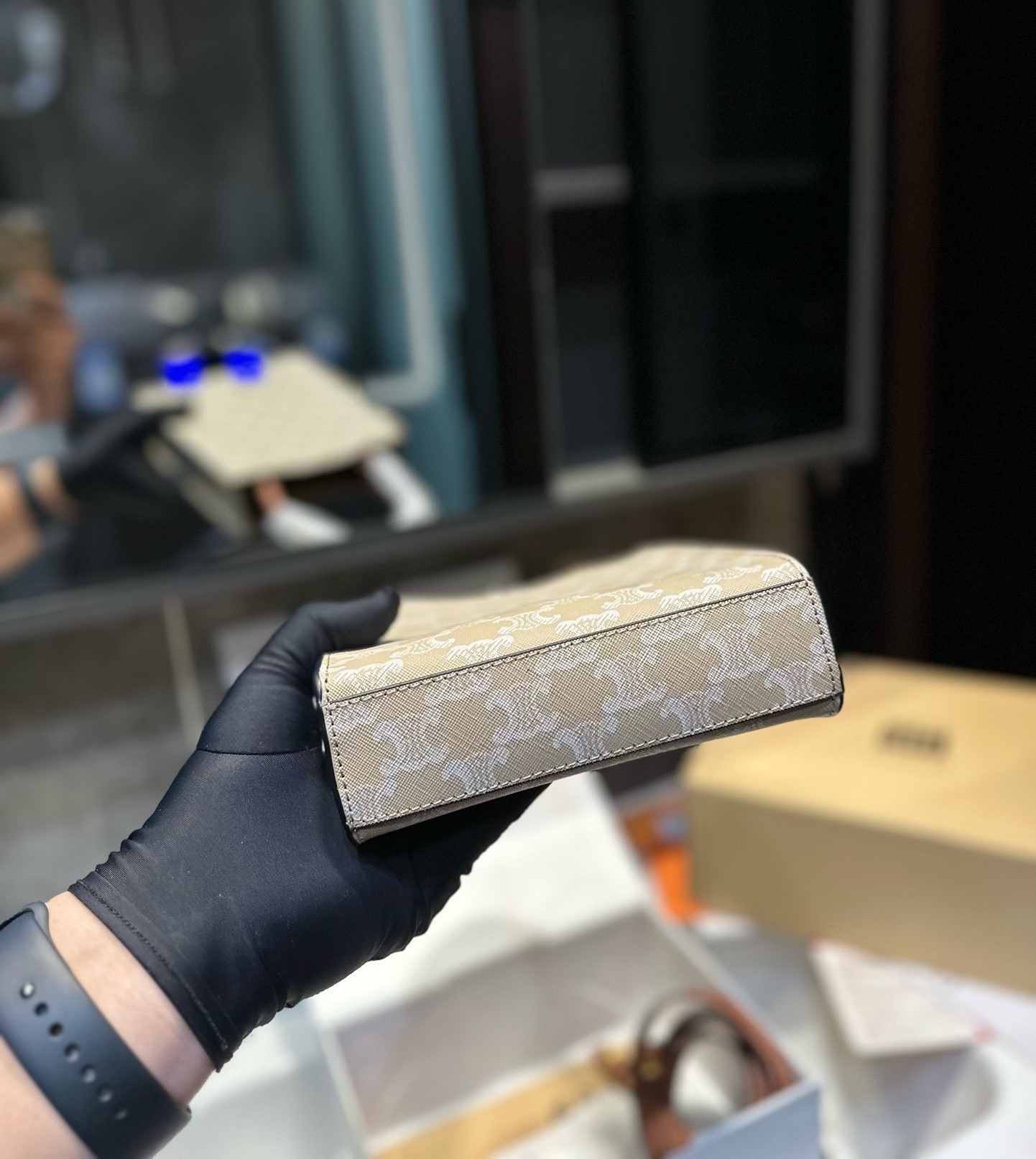 CE MINI VERTICAL CABAS IN TRIOMPHE CANVAS AND CALFSKIN GREGE 19CM 194372FLB 02GR