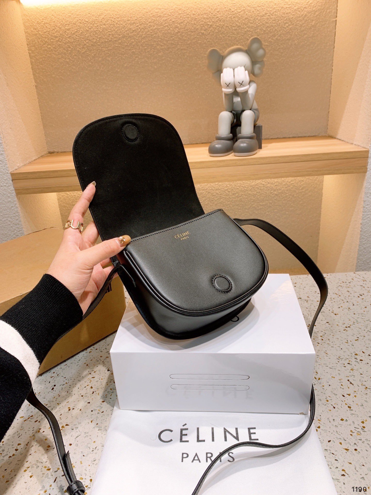 CE FOLCO CUIR TRIOMPHE IN SMOOTH CALFSKIN BLACK 18CM 198263DU3 38NO