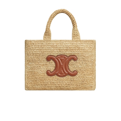 CE SMALL CABAS THAIS IN RAFFIA AND CALFSKIN TAN 27CM 116302FF7 04LU