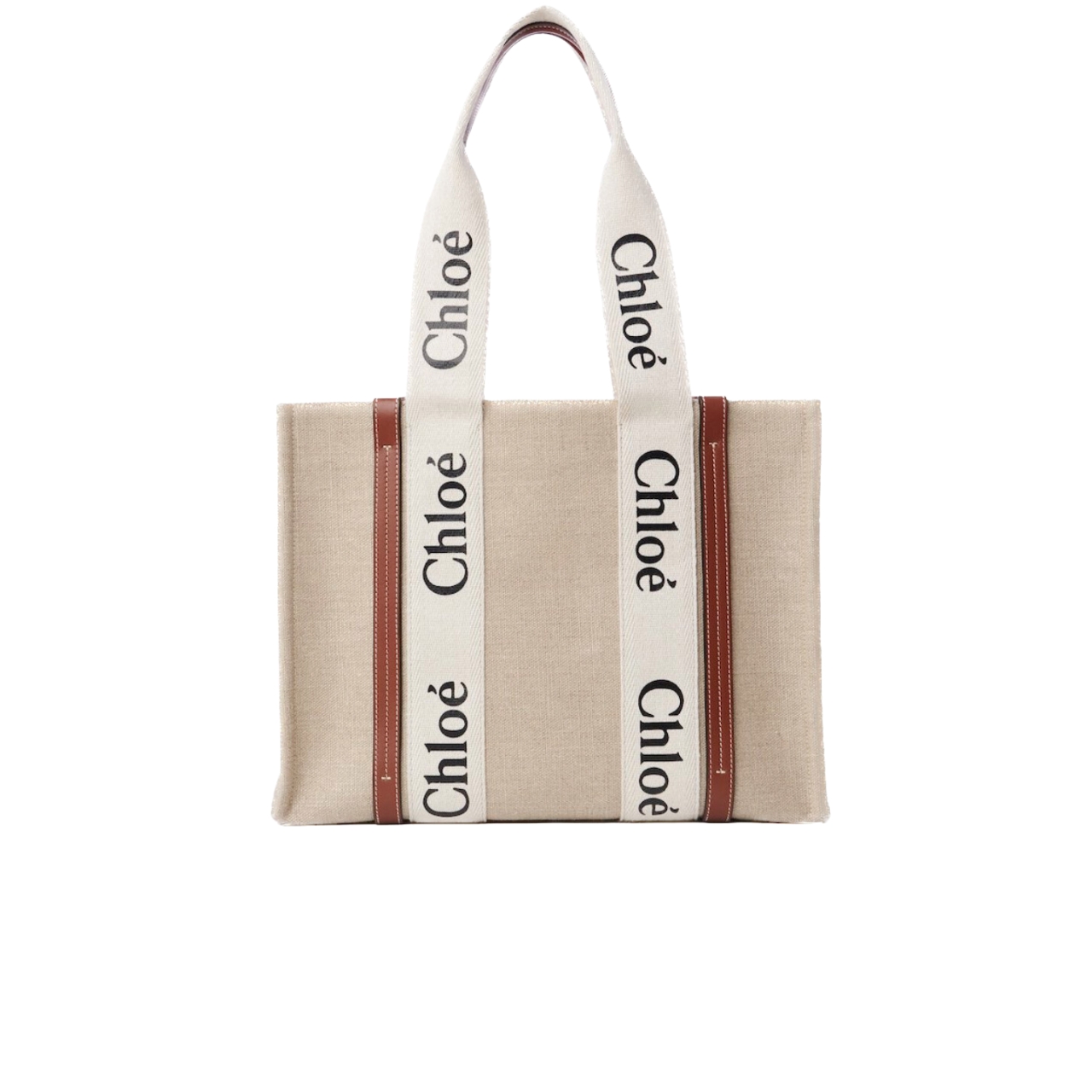 CHLOE MEDIUM WOODY TOTE BAG WHITE BROWN CHC22AS383I2690U