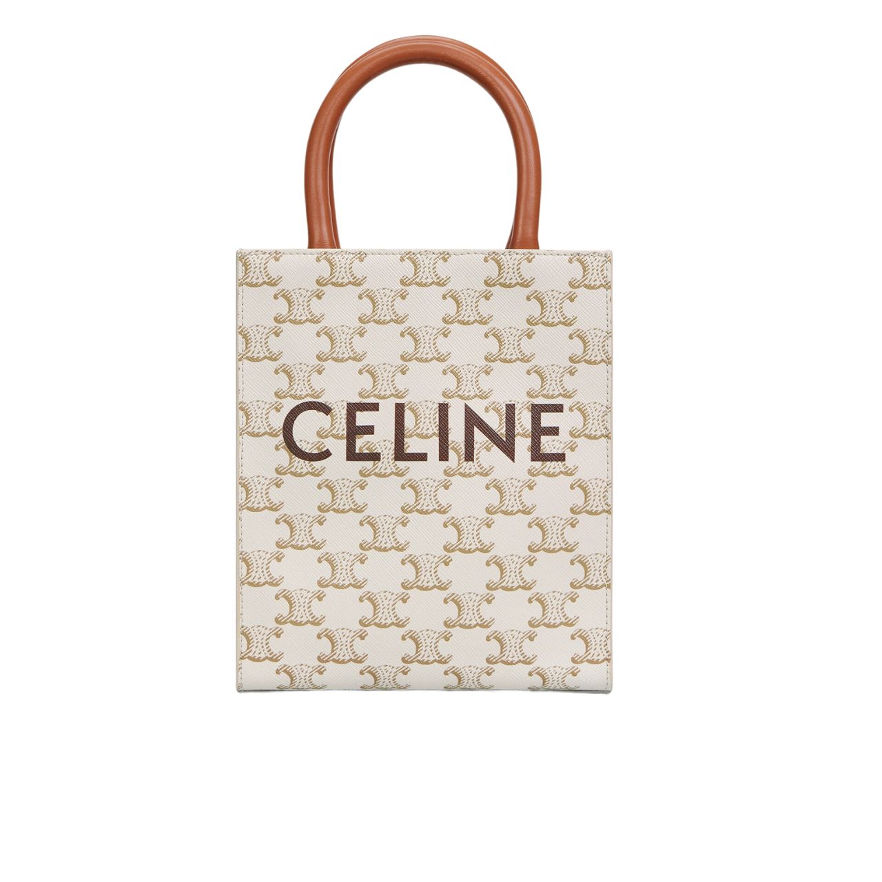 CE MINI VERTICAL CABAS IN TRIOMPHE CANVAS AND CALFSKIN WITH CE PRINT WHITE 21CM