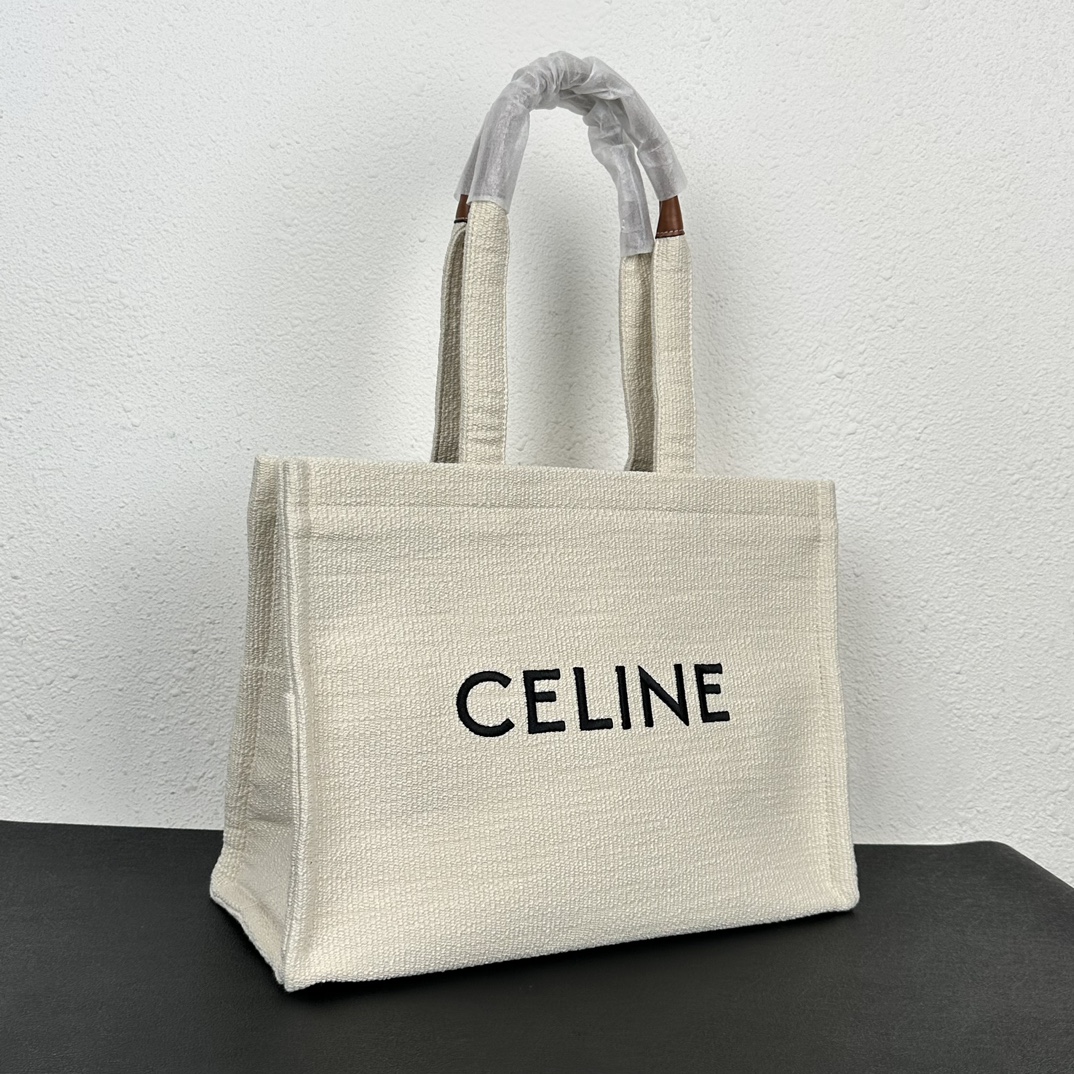 CE LARGE CABAS THAIS IN TEXTILE WITH JACQUARD IN WHITE 41CM