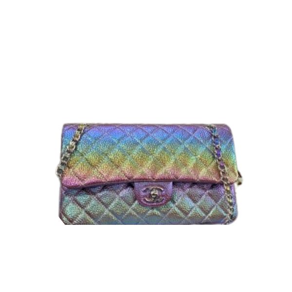 CC METALLIC SMALL FLAP BAG WITH TOP HANDLE MULTICOLOR 25CM