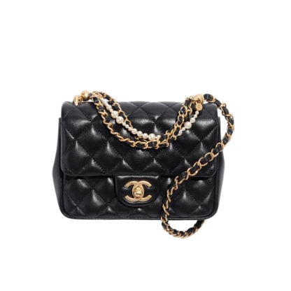 CC MINI FLAP BAG BLACK 17CM AS4385 B15773 94305