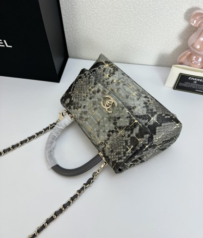 CC TRENDY CC TOP HANDLE BAG PYTHON GRAY 23CM