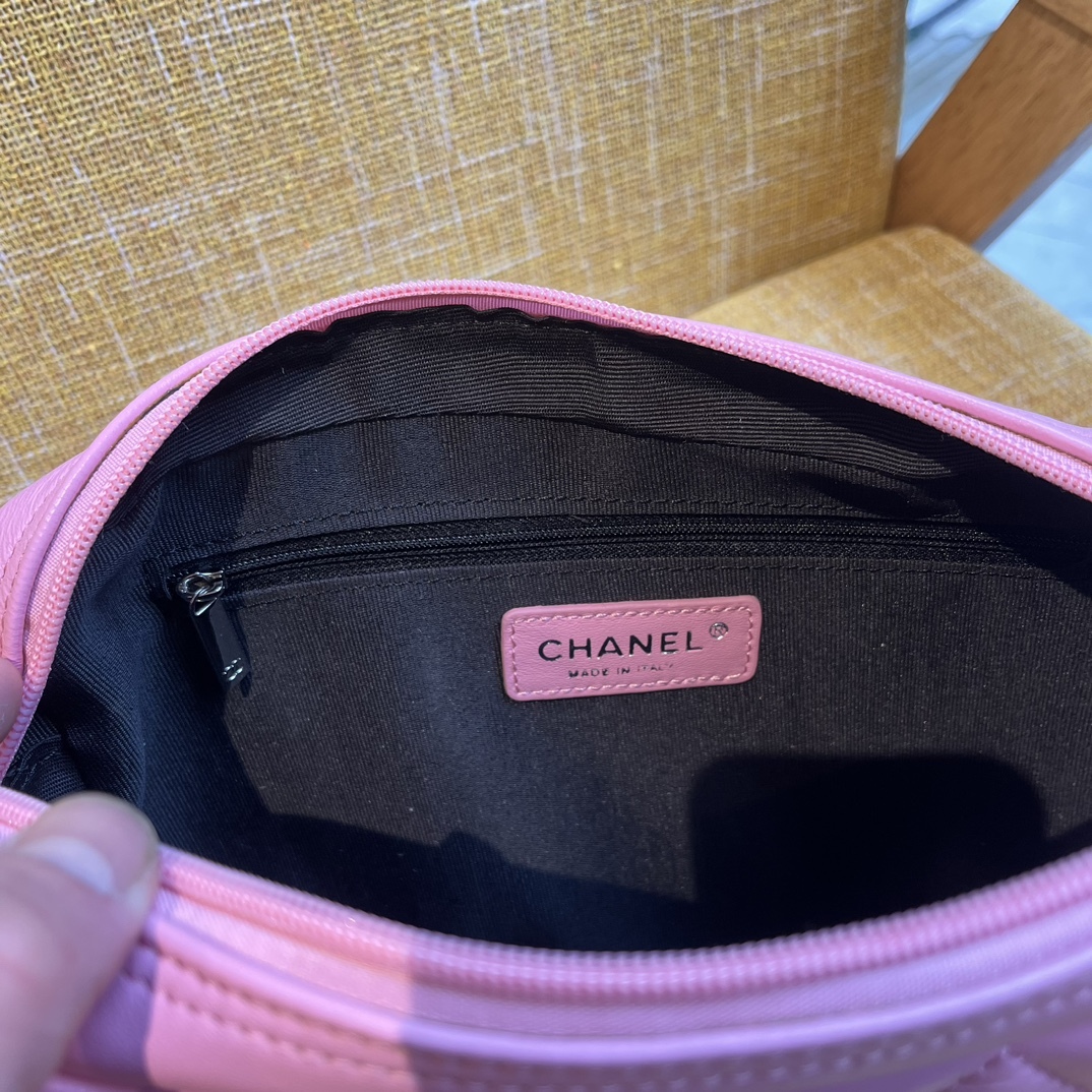 CC CAMBON CAMERA BAG QUILTED LEATHER PINK 26CM