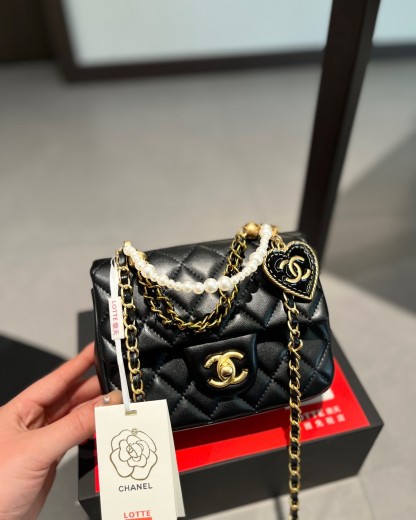 CC MINI FLAP BAG BLACK 17CM AS4385 B15773 94305