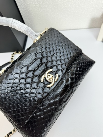 CC TRENDY CC TOP HANDLE BAG PYTHON BLACK 23CM