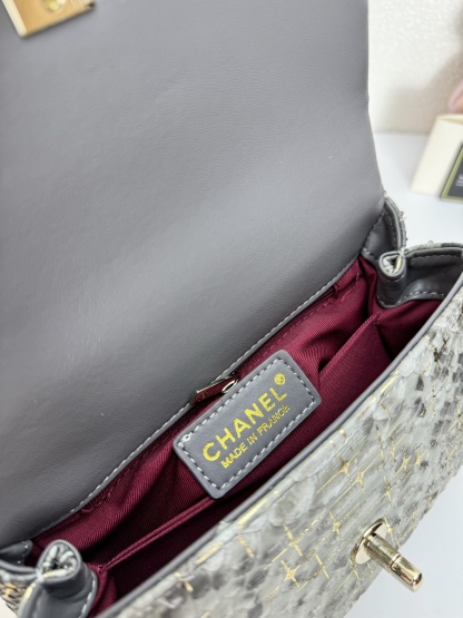 CC TRENDY CC TOP HANDLE BAG PYTHON GRAY 23CM