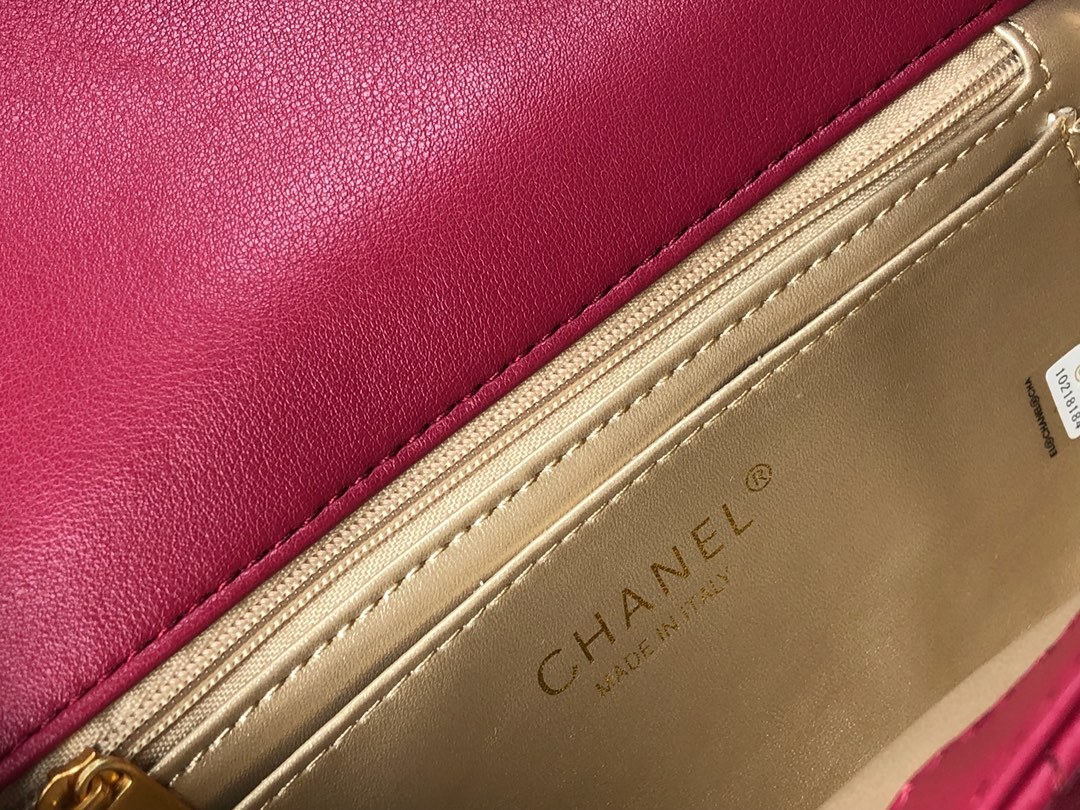 CC QUILTED MINI CC RECTANGULAR PEARL CRUSH FLAP BAG RED 20CM