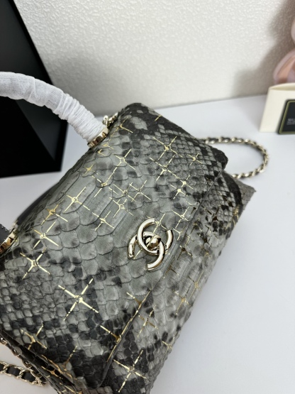 CC TRENDY CC TOP HANDLE BAG PYTHON GRAY 23CM