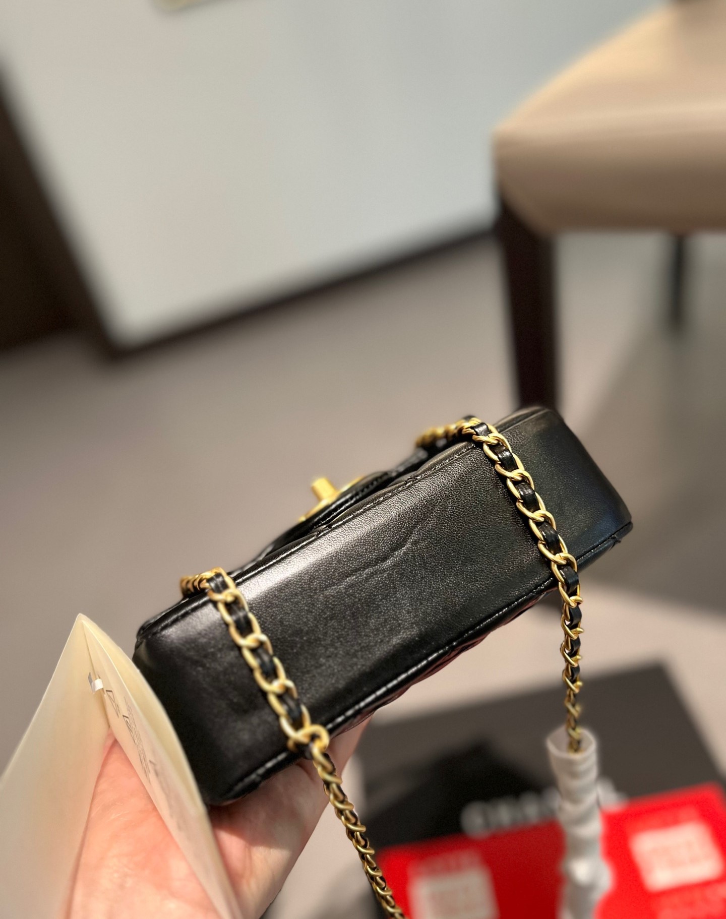 CC MINI FLAP BAG BLACK 17CM AS4385 B15773 94305