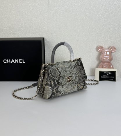 CC TRENDY CC TOP HANDLE BAG PYTHON GRAY 23CM