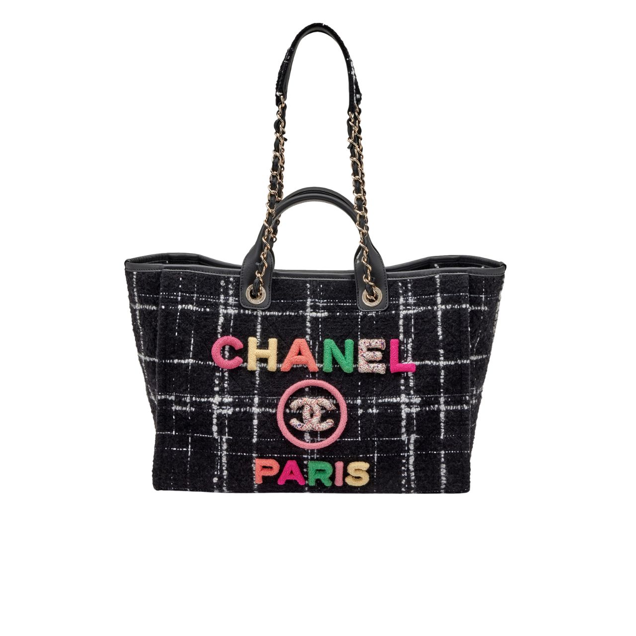 CC TWEED MEDIUM DEAUVILLE  TOTE BLACK MULTICOLOR 37CM
