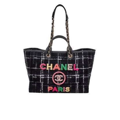 CC TWEED MEDIUM DEAUVILLE  TOTE BLACK MULTICOLOR 37CM