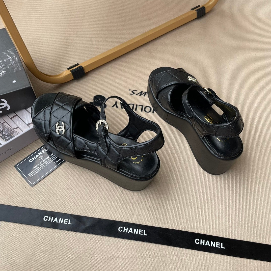 SANDAL CHL BLACK G39918 QUILTED SANDALS