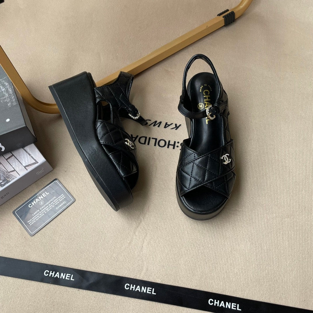 SANDAL CHL BLACK G39918 QUILTED SANDALS