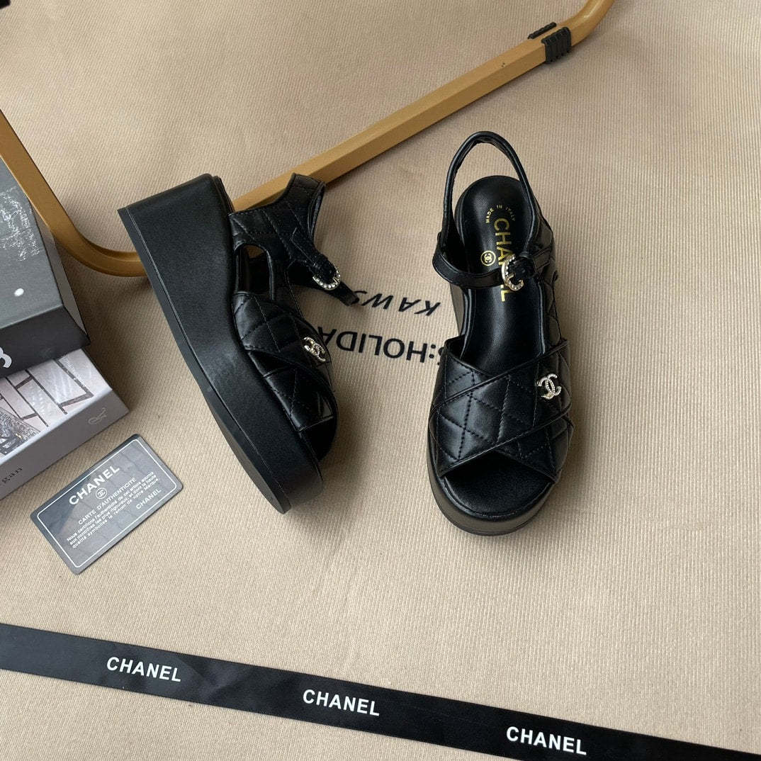 SANDAL CHL BLACK G39918 QUILTED SANDALS