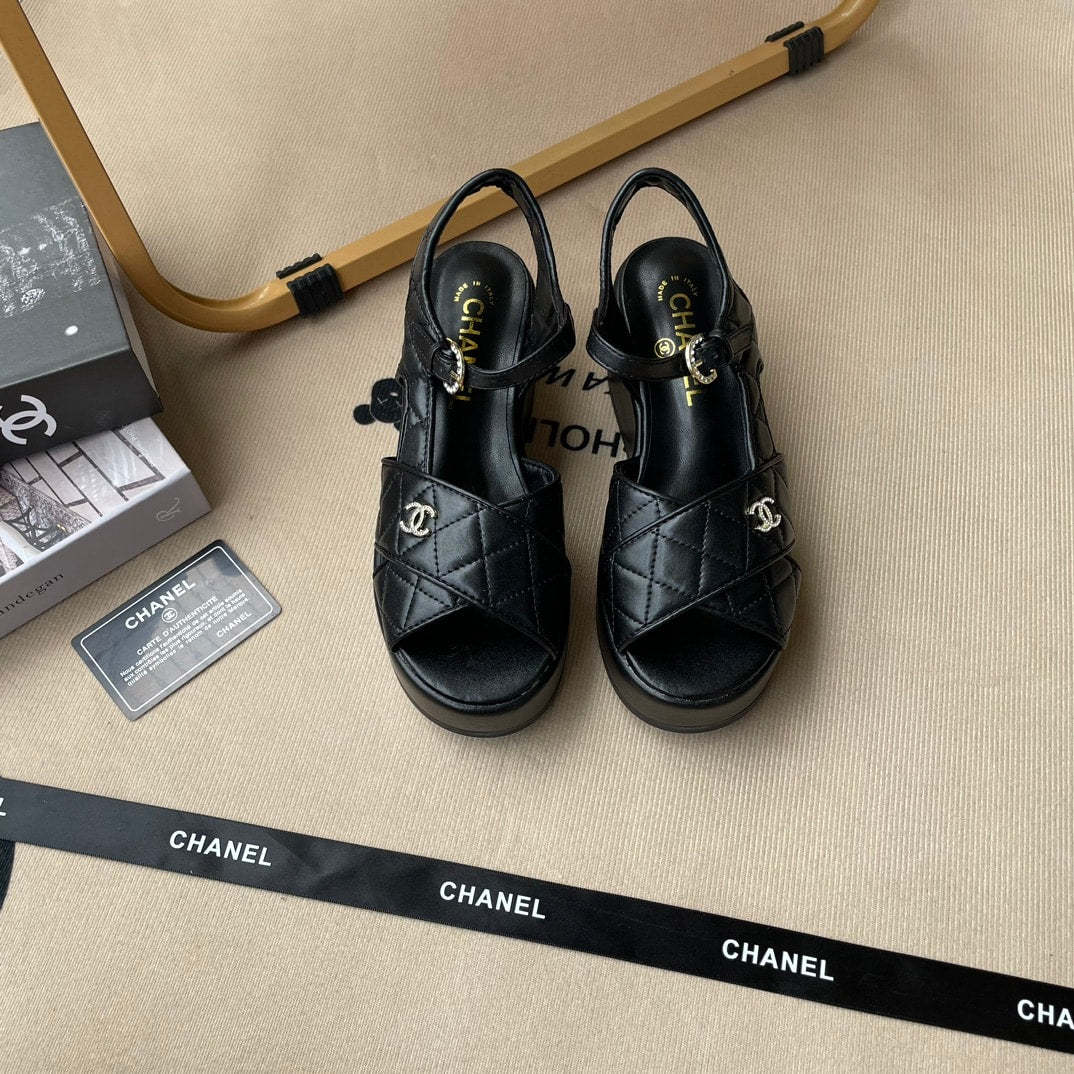 SANDAL CHL BLACK G39918 QUILTED SANDALS